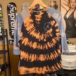 Jordan 3 quarter sleeve men’s size large fitted reverse dye custom one of one